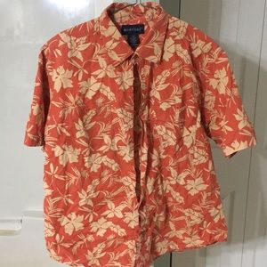 VINTAGE orange men’s Hawaiian shirt